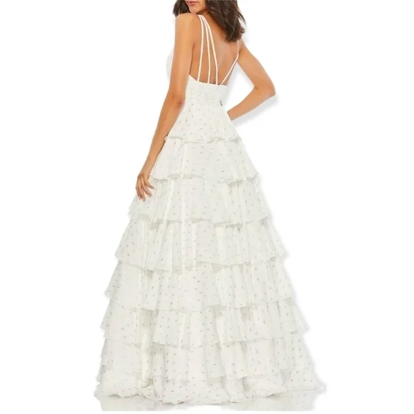 MAC DUGGAL Ruffle Tiered Chiffon Ballgown